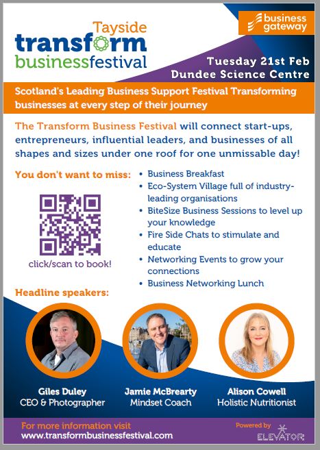 Tayside Transform Business Festival taking place in Dundee Science Centre on the 21st of February
